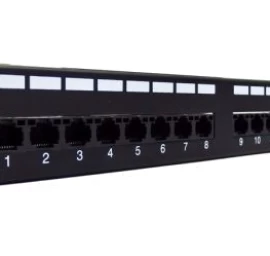 Komutacinis Skydelis 19&amp;quot; 24 Prievadų, Cat.6, U/utp, 1u, Kabelių Laikiklis, Juodas (sukomplektuotas)
