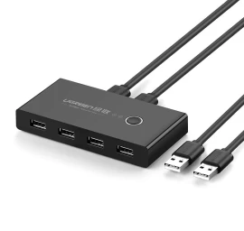 Komutatoriaus Dėžutė Hub Jungiklis 4x Usb 2.0 Usb Skirstytuvas Dviem Kompiuteriams - Juodas