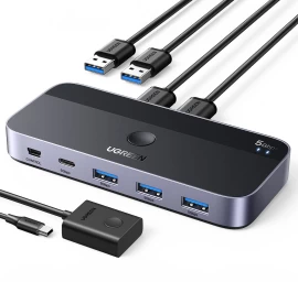 Komutatorius Switch 2-in-4, Skirtas 2 Usb 3.0 Kompiuteriams + 2x Usb-a Kabelis, Juodas