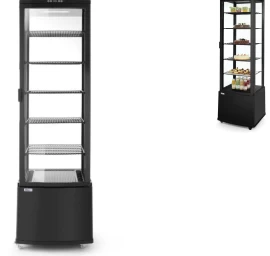 Konditerijos Gaminių Vitrina Ant Ratukų 5 Lentynos 280l Led - Juoda