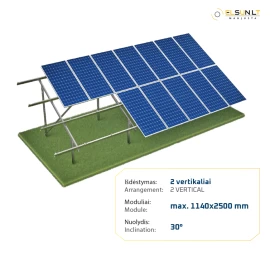 Konstrukcijos komplektas ant žemės dvejomis eilėmis (30°)