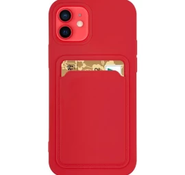 Kortelių Dėklas Silikoninė Piniginė Su Dokumentų Kišenė Iphone 12 Pro Max Raudona
