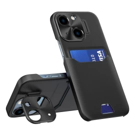 Kortelių Dėklas Su Stovu samsung Galaxy S23 Odinis Dėklas Su Stovu - Juodas