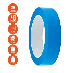 KRASO Blue Premium UV120 lipni juosta - japoniškas Washi popierius, atsparus UV spinduliams iki 16 savaičių - 38 mm - 50 m