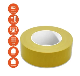 KRASO PE Geltonos spalvos lipni juosta nelygiems paviršiams, trumpa apsauga nuo UV spindulių - 50 mm - 50 m