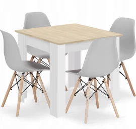Kvadratinio Stalo 80x80 ąžuolo Sonoma + 4 Kėdės Osaka Pilka
