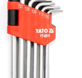 L tipo raktų rinkinys | ilgas tipas | T-Star (Torx) / T-Star su skylutėm (Torx) T10 - T50 | 9 vnt. (YT-0511)