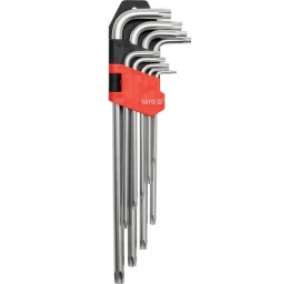 L tipo raktų rinkinys | labai ilgi | T-Star (Torx) su skylėm T10 - T50 | 9 vnt. (YT-0512)