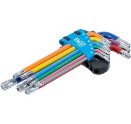 L tipo raktų rinkinys | spalvoti | T-Star su skylutėm (Torx) T10 - T50 | 9 vnt. (74461B)