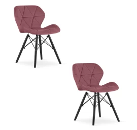 lago Aksomo Kėdė - Tamsiai Rožinė / Juodos Kojos X 2