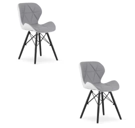 lago Ekologiškos Odos Kėdė - Pilka Ir Balta / Juodos Kojos X 2