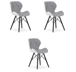 lago Ekologiškos Odos Kėdė - Pilka Ir Balta / Juodos Kojos X 3