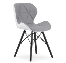 lago Ekologiškos Odos Kėdė - Pilka Ir Balta / Juodos Kojos X1