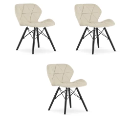 lago Kėdė Aksomas - Smėlio Spalvos / Juodos Kojos X 3