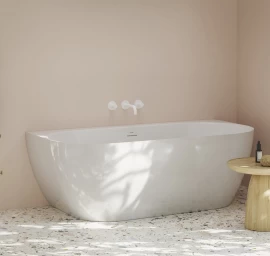 Laisvai pastatoma vonia Ravak Freedom Wall Tec 170x87, balta, sifono dangtelis baltos/juodos/chromo spalvos, CE31000000