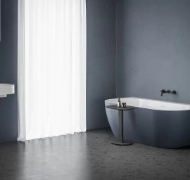 Laisvai pastatoma vonia Ravak Freedom Wall Tec 170x87, Deepsea Blue/balta, sifono dangtelis baltos/juodos/chromo spalvos, CE31400000