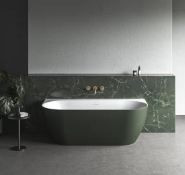 Laisvai pastatoma vonia Ravak Freedom Wall Tec 170x87, Grey Green/balta, sifono dangtelis baltos/juodos/chromo spalvos, CE31200000