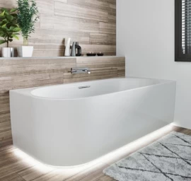 Laisvai statoma vonia Riho Desire Corner 170x77 cm, su LED apšvietimu, balta, kairė, B157002005