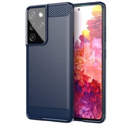 Lankstus carbon Case Dėklas samsung Galaxy S21 Ultra 5g Blue