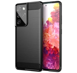 Lankstus carbon Case Dėklas samsung Galaxy S21 Ultra 5g Juodas