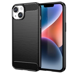 Lankstus Gelinis Galinis Dėklas iphone 14 Plus Carbon Case - Juodas