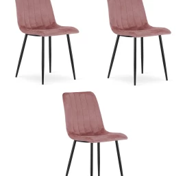 lava Kėdė - Rausvas Aksomas / Juodos Kojos X 3