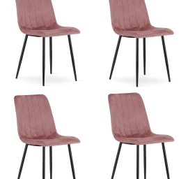 lava Kėdė - Rausvas Aksomas / Juodos Kojos X 4