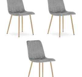 lava Kėdė - šviesiai Pilkas Aksomas / Medžio Spalvos Kojos X 3