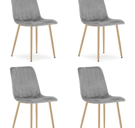 lava Kėdė - šviesiai Pilkas Aksomas / Medžio Spalvos Kojos X 4