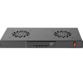 Lcd Horizontali Vėdinimo Plokštė 1u Su Termostatu, Skirta Spintoms, 19, 2 Ventiliatoriai, 230 V, Juoda