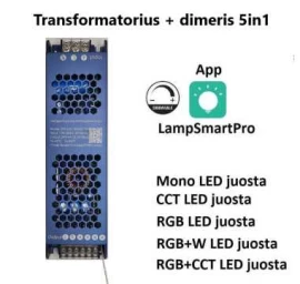 LED maitinimo šaltinis ir juostos valdiklis viename 24V - 300W 5 in 1