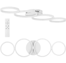 Led Modernus Lubinis šviestuvas Su Nuotolinio Valdymo Pulteliu - 4 Balti Apskritimai
