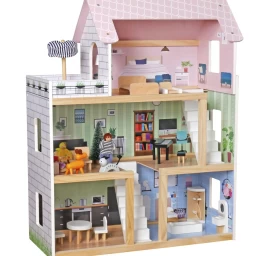 Led Tree Doll House 62x27x77cm + 3 Lėlės + 2 Gyvūnai.