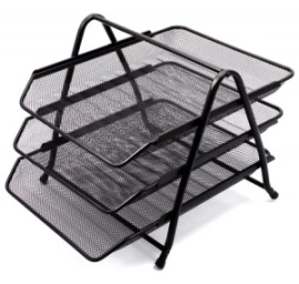 Lentynėlė dokumentams Forpus, 3 dalių, juoda, perforuoto metalo