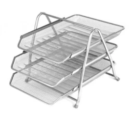 Lentynėlė dokumentams Forpus, 3 dalių, sidabrinė, perforuoto metalo  1002-021