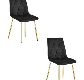 libra Kėdė - Juodas Aksomas / Aukso Spalvos Kojos X 2