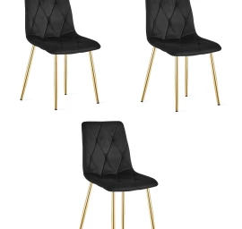 libra Kėdė - Juodas Aksomas / Aukso Spalvos Kojos X 3