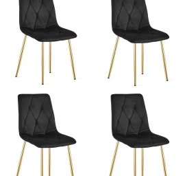libra Kėdė - Juodas Aksomas / Aukso Spalvos Kojos X 4