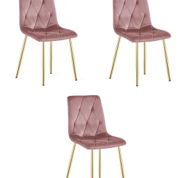 libra Kėdė - Rožinis Aksomas / Aukso Spalvos Kojos X 3