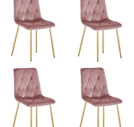 libra Kėdė - Rožinis Aksomas / Aukso Spalvos Kojos X 4