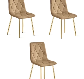 libra Kėdė - Rudas Aksomas / Aukso Spalvos Kojos X 3