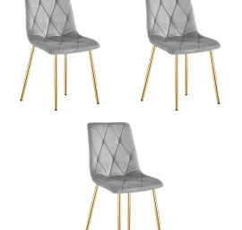 Libra Kėdė - šviesiai Pilkas Aksomas / Auksinės Kojos X 3