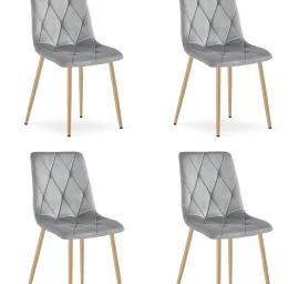 libra Kėdė - šviesiai Pilkas Aksomas / Medžio Spalvos Kojos X 4