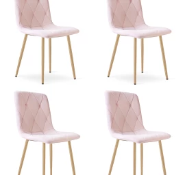 libra Kėdė - šviesiai Rožinis Aksomas / Medžio Spalvos Kojos X 4