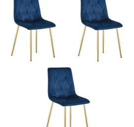 libra Kėdė - Tamsiai Mėlynas Aksomas / Aukso Spalvos Kojos X 3