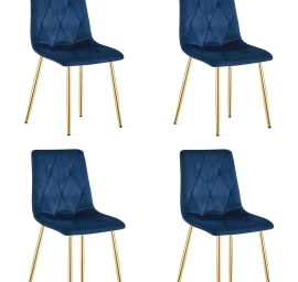 libra Kėdė - Tamsiai Mėlynas Aksomas / Aukso Spalvos Kojos X 4