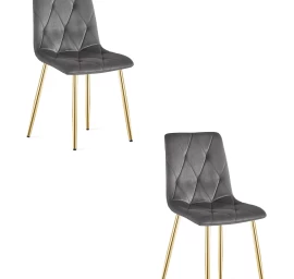 libra Kėdė - Tamsiai Pilkas Aksomas / Aukso Spalvos Kojos X 2