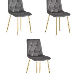 libra Kėdė - Tamsiai Pilkas Aksomas / Aukso Spalvos Kojos X 3