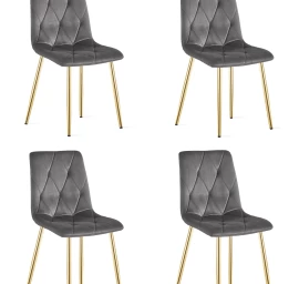 libra Kėdė - Tamsiai Pilkas Aksomas / Aukso Spalvos Kojos X 4