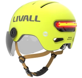 Livall L23 Geltonas šalmas 54-58 Cm Su Led/sos Apsauginiu Stiklu